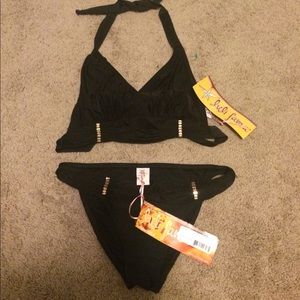 Luli Fama NWT Black embellished bikini size s/m